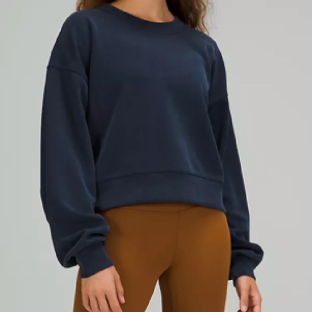 Lululemon Perfectly Oversized Cropped Crew *Softstreme Size 18 Color Navy